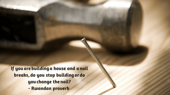 If you are building a house and a nail breaks, do you stop building or do you change the nail - proverb